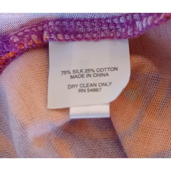 VTG Express Baby Doll Top Women's Large Silk Cotton Blend Orange and Purple Y2K - Picture 7 of 7